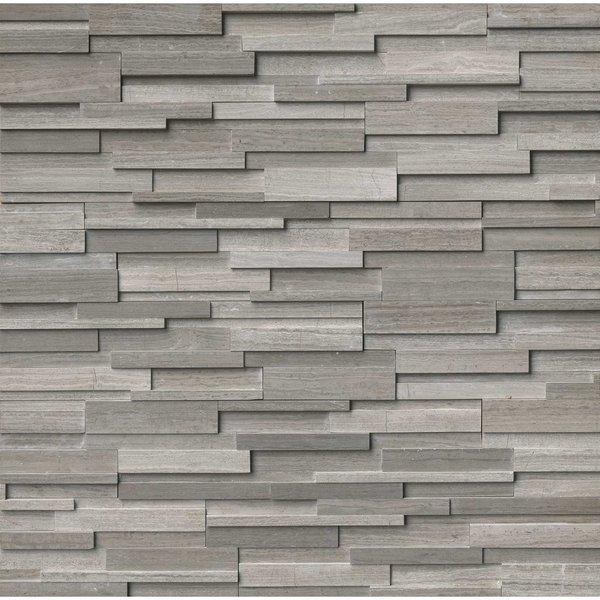 Msi Gray Oak 3D Ledger Panel 6 In. X 24 In. Honed Marble Wall Tile, 6PK ZOR-PNL-0038